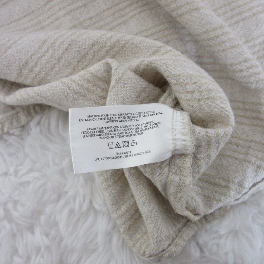 Orvis Long Sleeve Button Down Cream Striped Linen Blend Shirt Size Small - Picture 10 of 10
